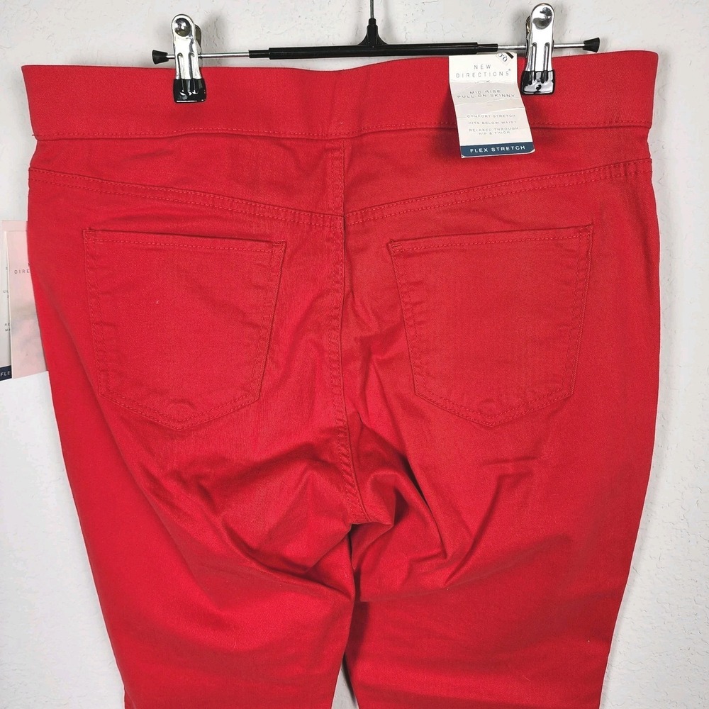 New Directions Pull-On Skinny Pants Womens 12 Cherry Red Flex Stretch Casual NEW - Picture 4 of 8